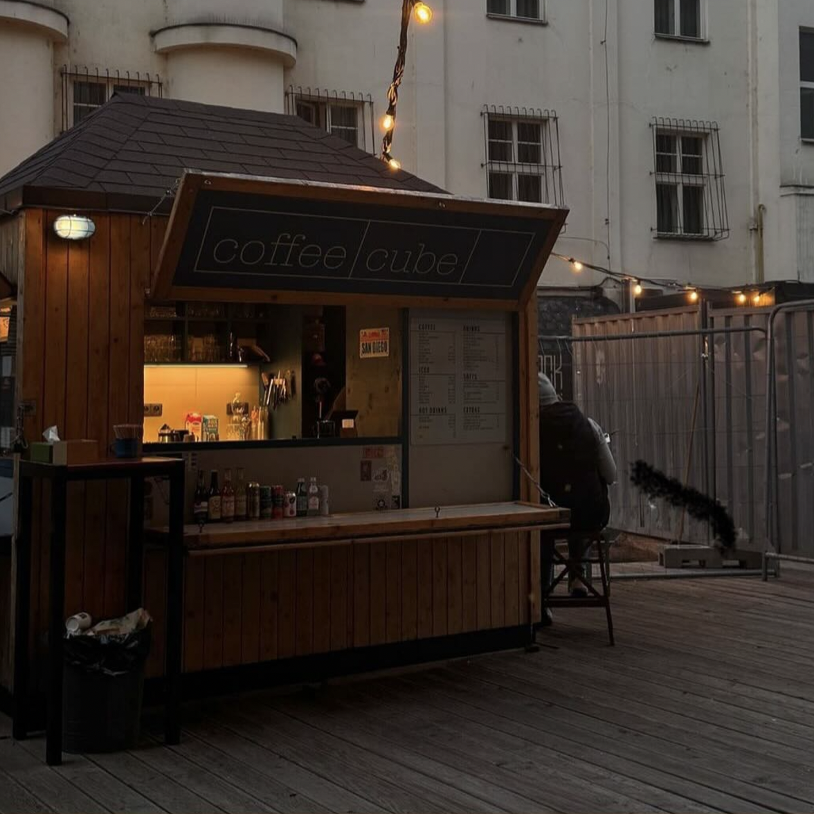 Outside of coffee Cube